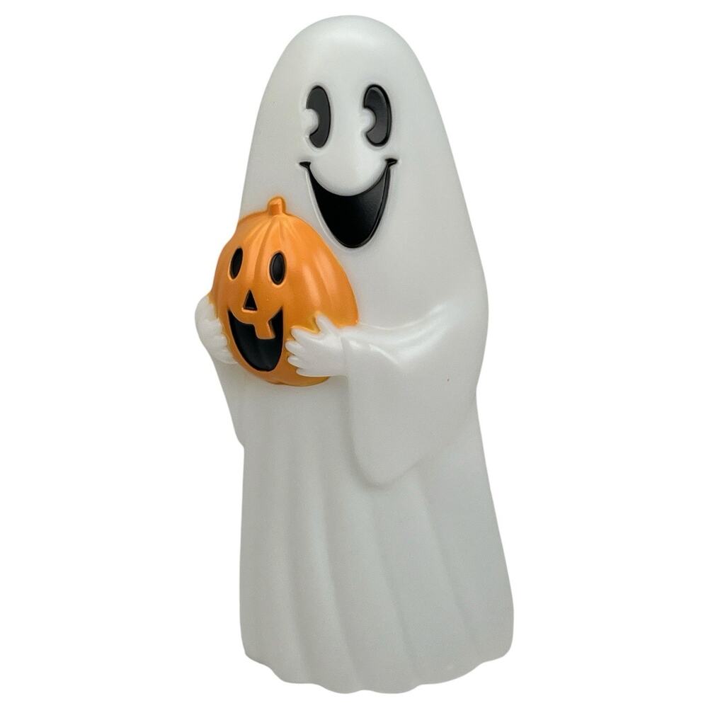 Mini Ghost Blow Mold Holding Pumpkin Halloween Tabletop Decor 10in.